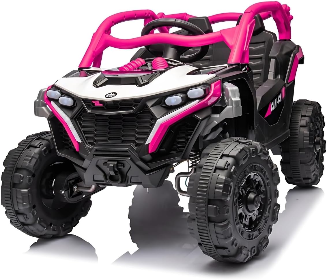 Carro Elétrico Jipe UTV Max 12V Som Luz de Led Controle Remoto (Rosa)
