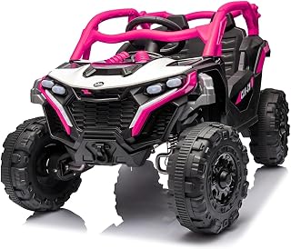 Carro Elétrico Jipe UTV Max 12V Som Luz de Led Controle Remoto (Rosa)