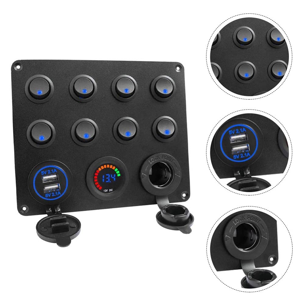 FAVOMOTO Gang Switch Panel Digital Voltmeter Dual USB Ports for Vehicle Boat Rv and Truck Charging Needs