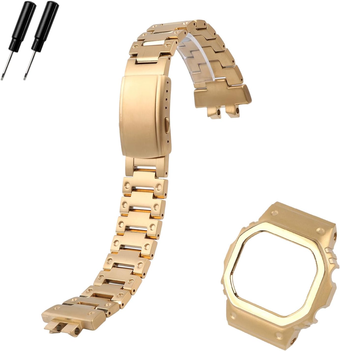 Compatible with G-SHOCK Casio Silver Square 3459 GMW-B5000 Series Case and Strap Accessories, Lightweight Titanium Alloy Set