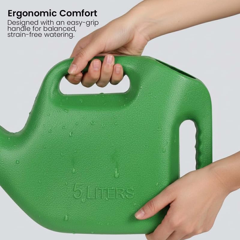 Image of Clokify Greenry Watering Can, Green, Plastic, 5 Litre, with Sprinkler Spout, for Home Indoor and Outdoor Plants,Garden,Farmhouse (Pack of 1 pcs)
