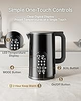 Vista 5 de Electric Kettle with Temperature Control, 1.7L Stainless Steel Hot Water Kettle, 5 Presets for Tea & Coffee, 2H Keep Warm, Fast Boil, Auto Shut-Off