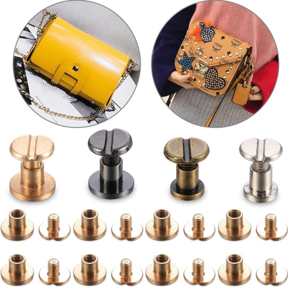 Rivets,Chicago Screws, 20pcs Heart Pattern Rivets Leather Craft Wallet Solid Brass Nail Rivets Screws(Ash Black,6x6mm)