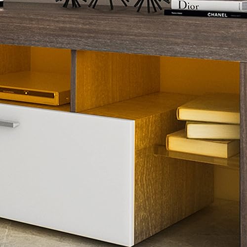 Miniatura 45 de Soporte de TV LED para televisores de hasta 70 pulgadas, centro de entretenimiento de alto brillo de mediados de siglo con armarios de Negro