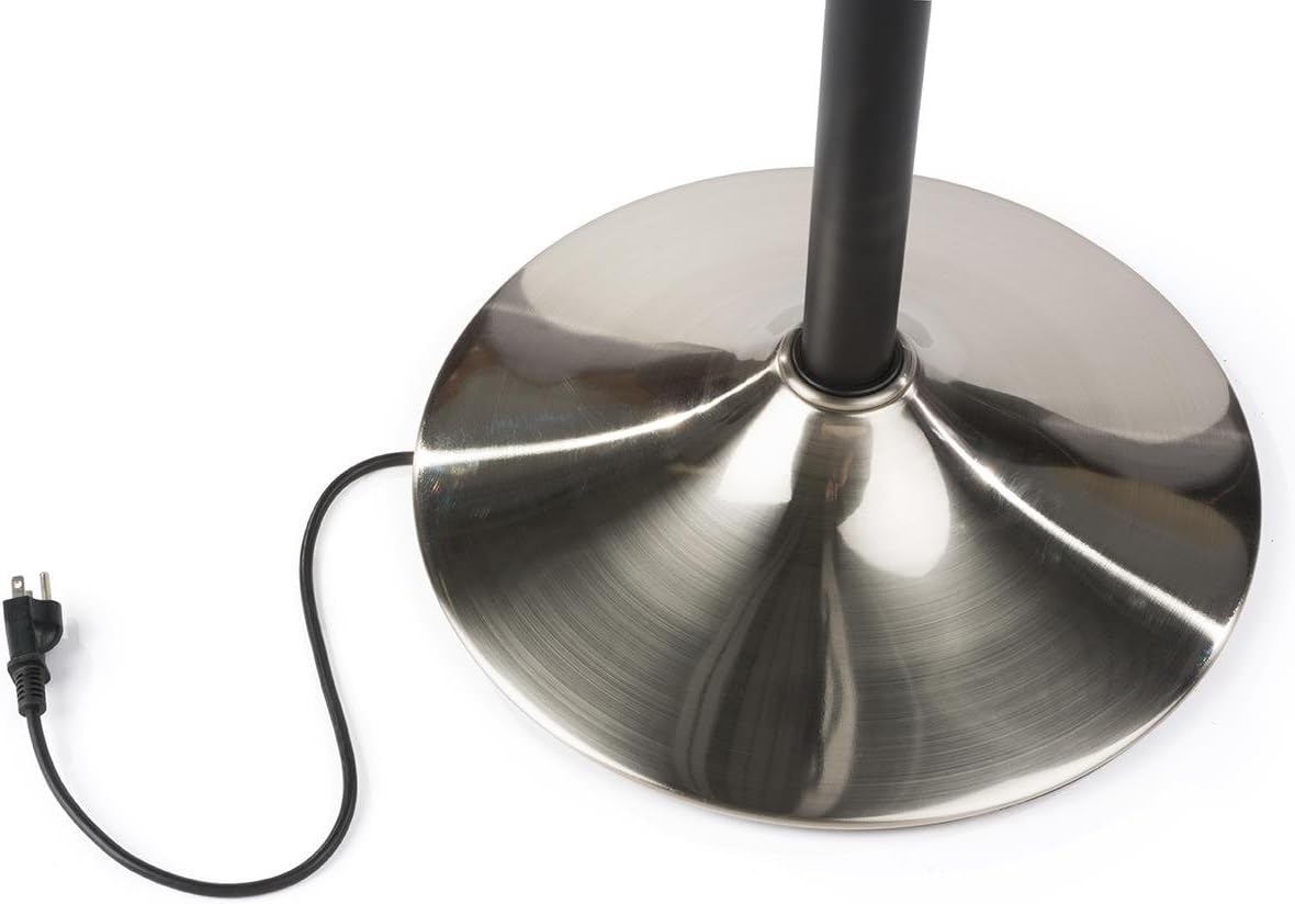 Displays2go Television Mount Pole with Round Base, Height Adjustable Pole, Steel Construction – Black & Brushed Silver (TVSVM1332B)