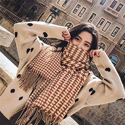 Foulard rose dames et écharpe d'hiver femme kaki à carreaux style pashmina