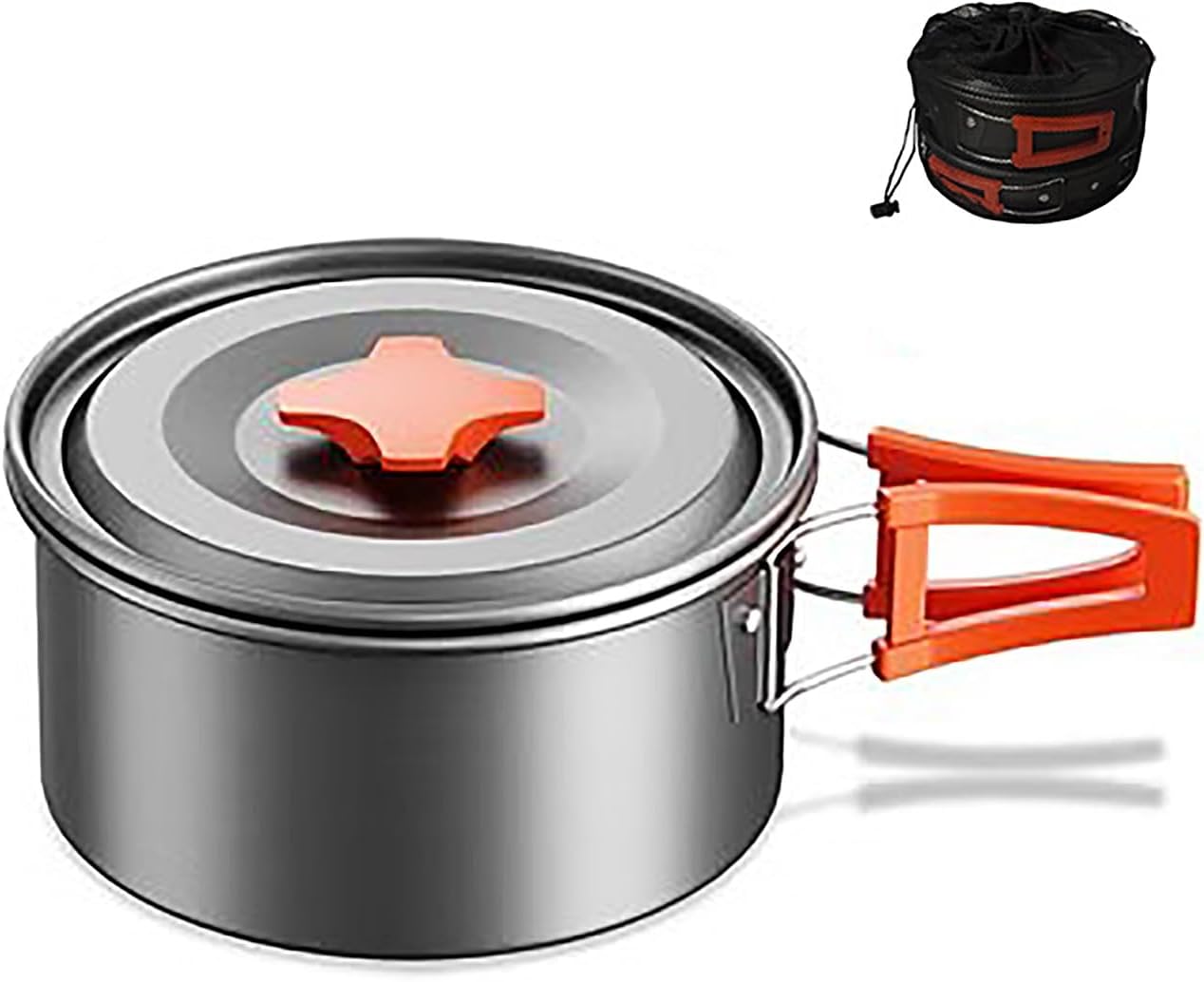 WHYATT Small Camping Pot, Compact Camping Pots and Pans for Outdoor Backpacking Camping Hiking Picnic, Included Mesh Carry Bag