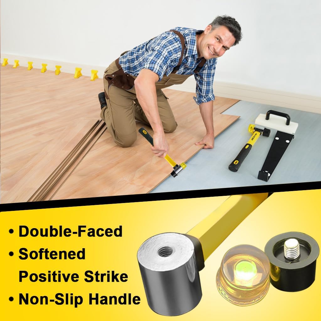 Laminate,Interlocking PVC Flooring, Floor Installation Kit, Professional Vinyl Flooring Tools-Tapping Block with Handle, 10" Template, Pull Bar, Spaces