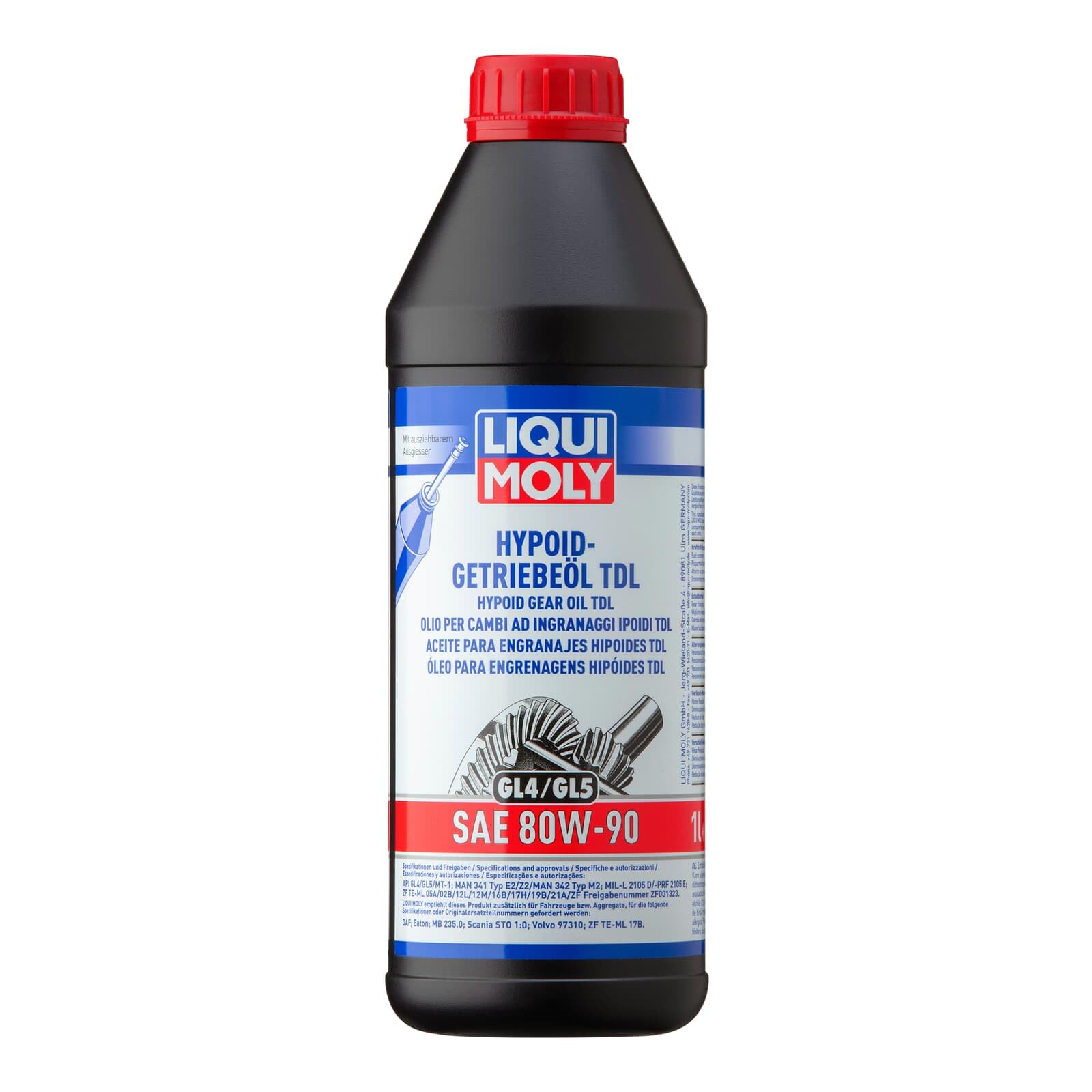 LIQUI MOLY Hypoid-Getriebeöl (GL4/5) TDL SAE 80W-90 | 1 L | Getriebeöl | Hydrauliköl | Art.-Nr.: 20645, farblos
