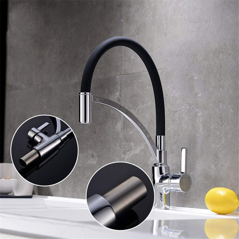 Mitigeur de cuisine en cuivre avec douchette extractible rotative à trou unique
