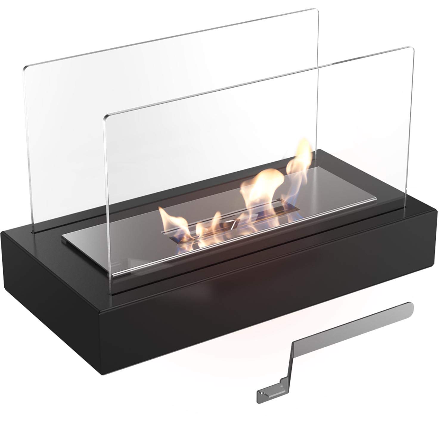 KRATKI Galina Ethanol Fireplace, Free-Standing Real fire Fireplace with TÜV Certificate | Fire line 13 cm, dimensions in cm: H21.80 x W35.40 x D18