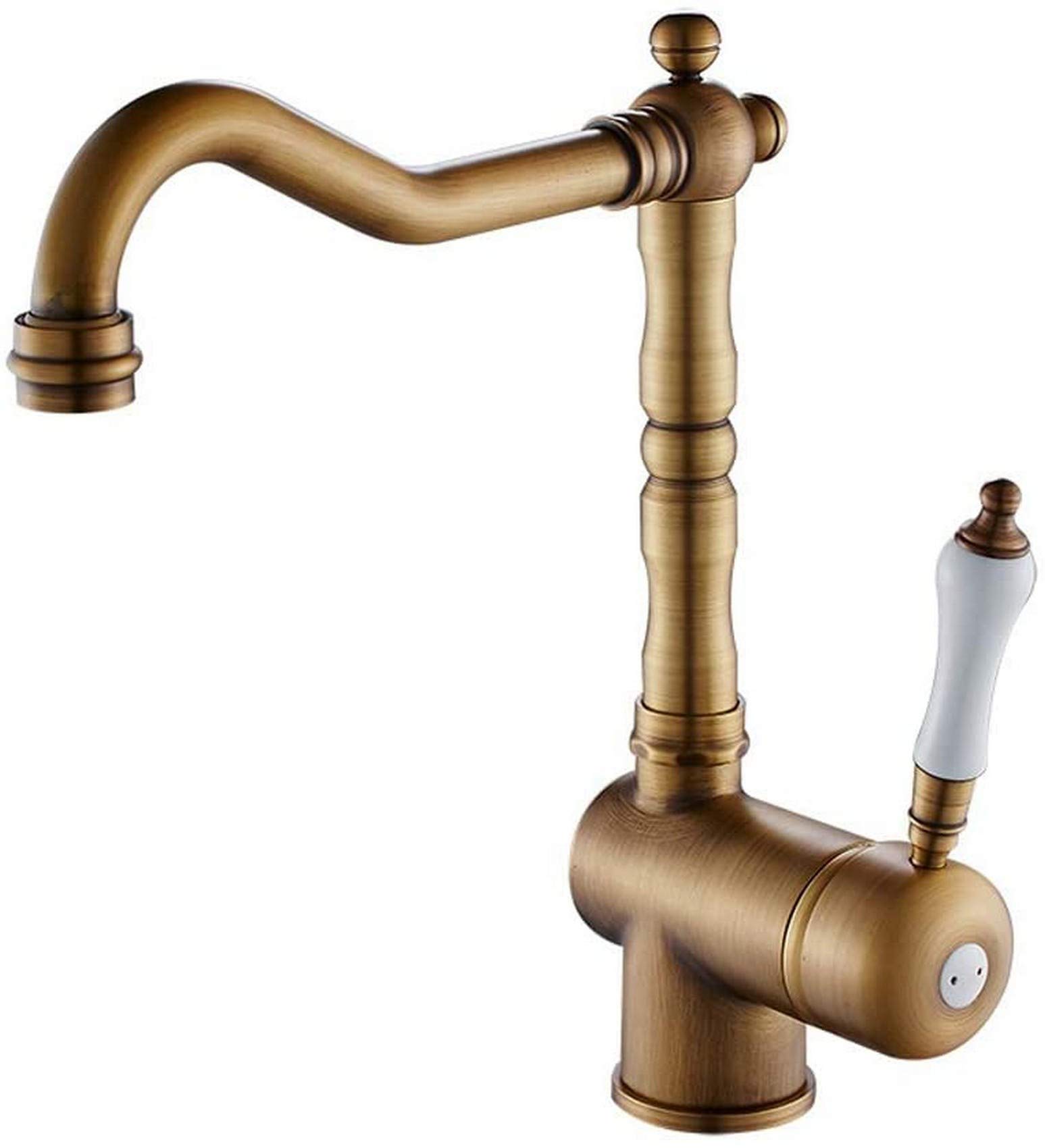 Rubinetto per lavabo Girevole da Cucina per Piscina, Miscelatore Acqua Calda e Fredda, Rubinetto per lavabo in Rame Antico con Maniglia in Ceramica, Bagno, WC, Vasca, lavabo, Rubinetto