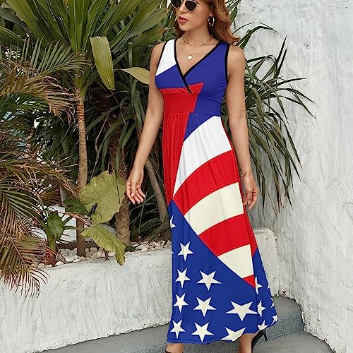 AMRANDOM Women's Summer Casual Wrap Tunic Dress Sleeveless Flowy Long Dress2