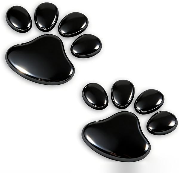 4PCS Autocollant en décalcomanie en chrome 3D noir empreinte de patte de chien Emblème de voiture décoration Accessoires de voiture mignons (argent) - 5