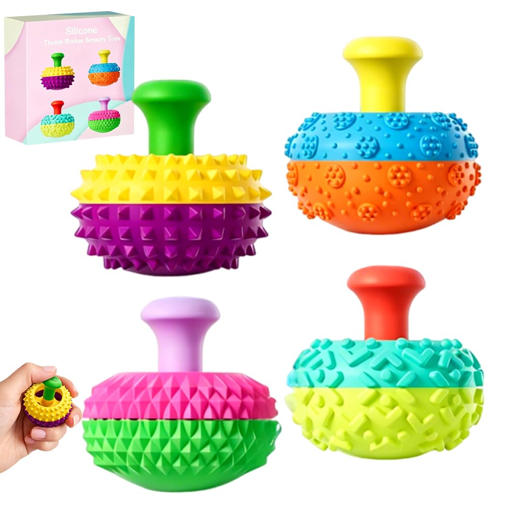 VorPrillynt 4 Pack Silicone Thumb Rocker,Portable Silent Sensory Thumb Rocker, Stocking Stuffers for Men Women Teen Gifts Fidget Set for Office Classroom Travel