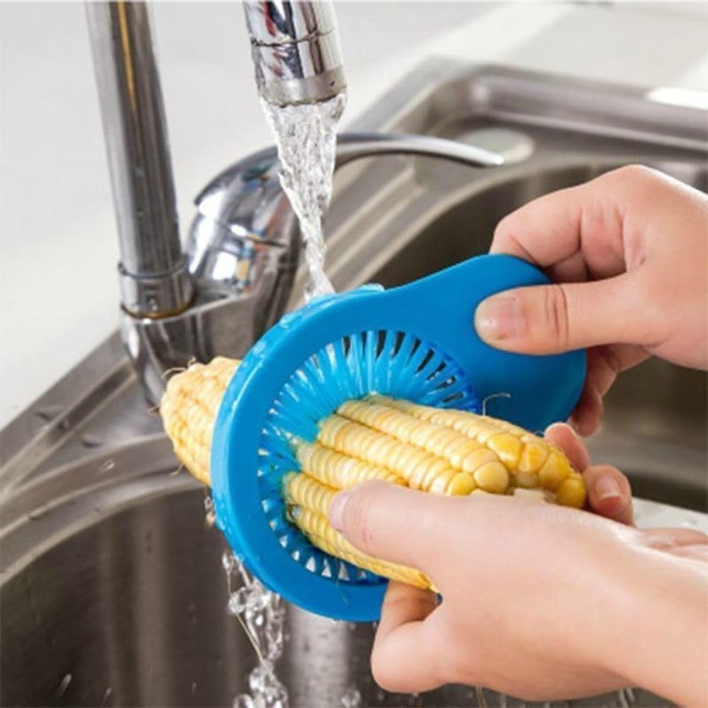 Multifunctional Plastic Corn Silk Remover Brush, Yellow Plastic Bristles, Reusable Vegetable and Fruit Cleaning Brush