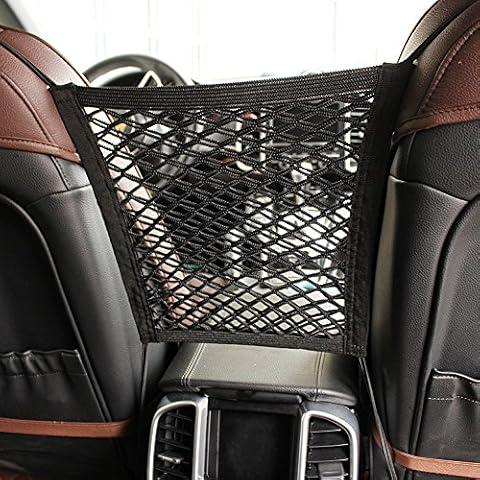 MOTYYA Car Dog Barrier 2-Layer Auto Seat Net Organizer,Universal Stretchy Storage Fine Mesh Net Disturb Stopper With Hooks suv vehicle back seat divider from Children and Pets Cover