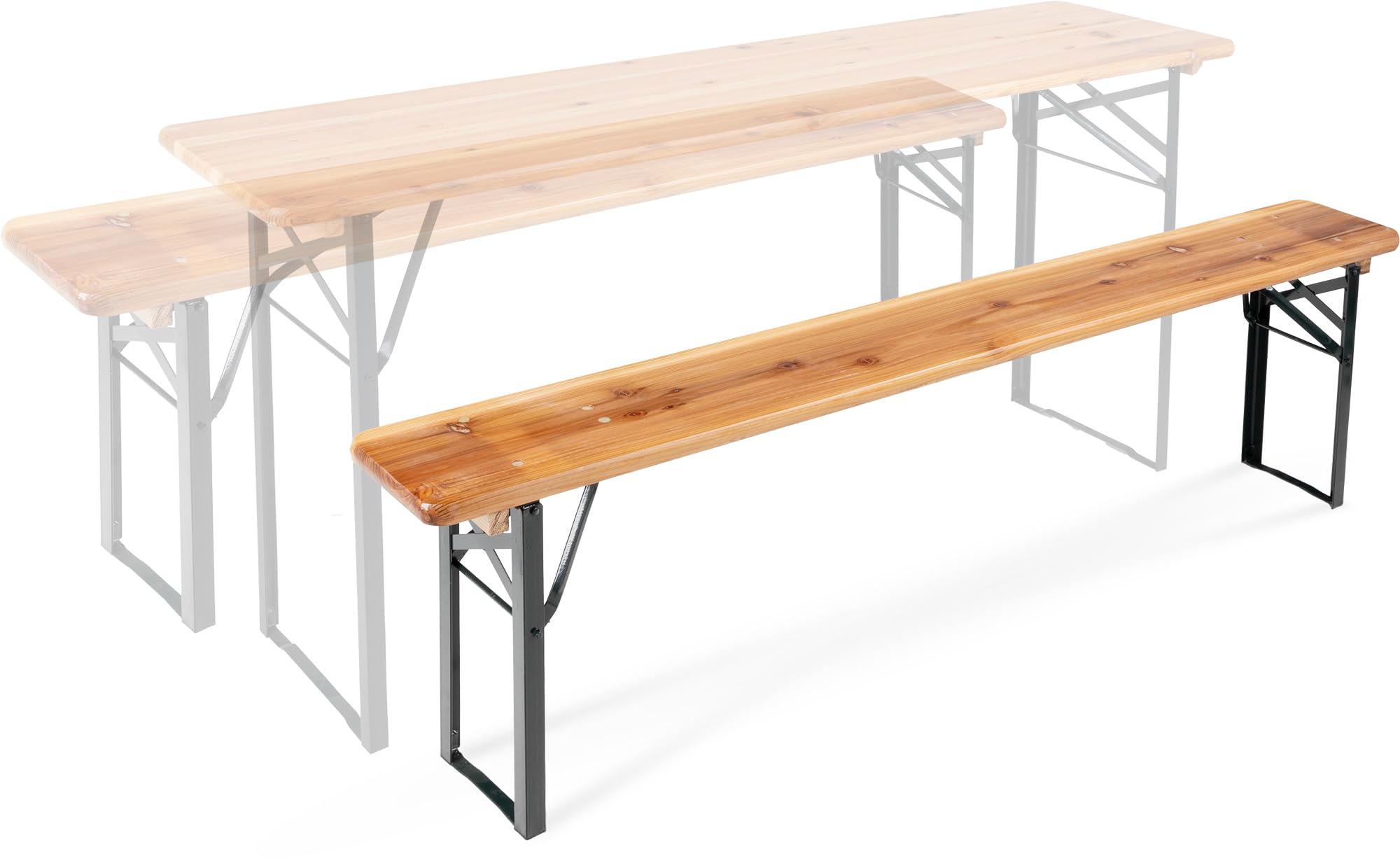 Stagecaptain BBB-180 Hirschgarten Banc De Biergarten 177 cm Naturel | Banc de bière robuste et long, Charnières métalliques solides, faciles à ouvrir/fermer, Surface laquée, Dessous non traité