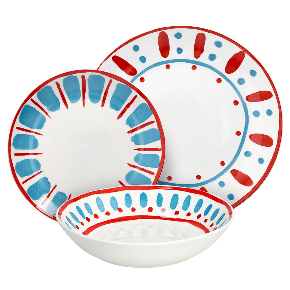 Tognana Vietri, service de vaisselle 18 pièces pour 6 personnes, porcelaine, multicolore