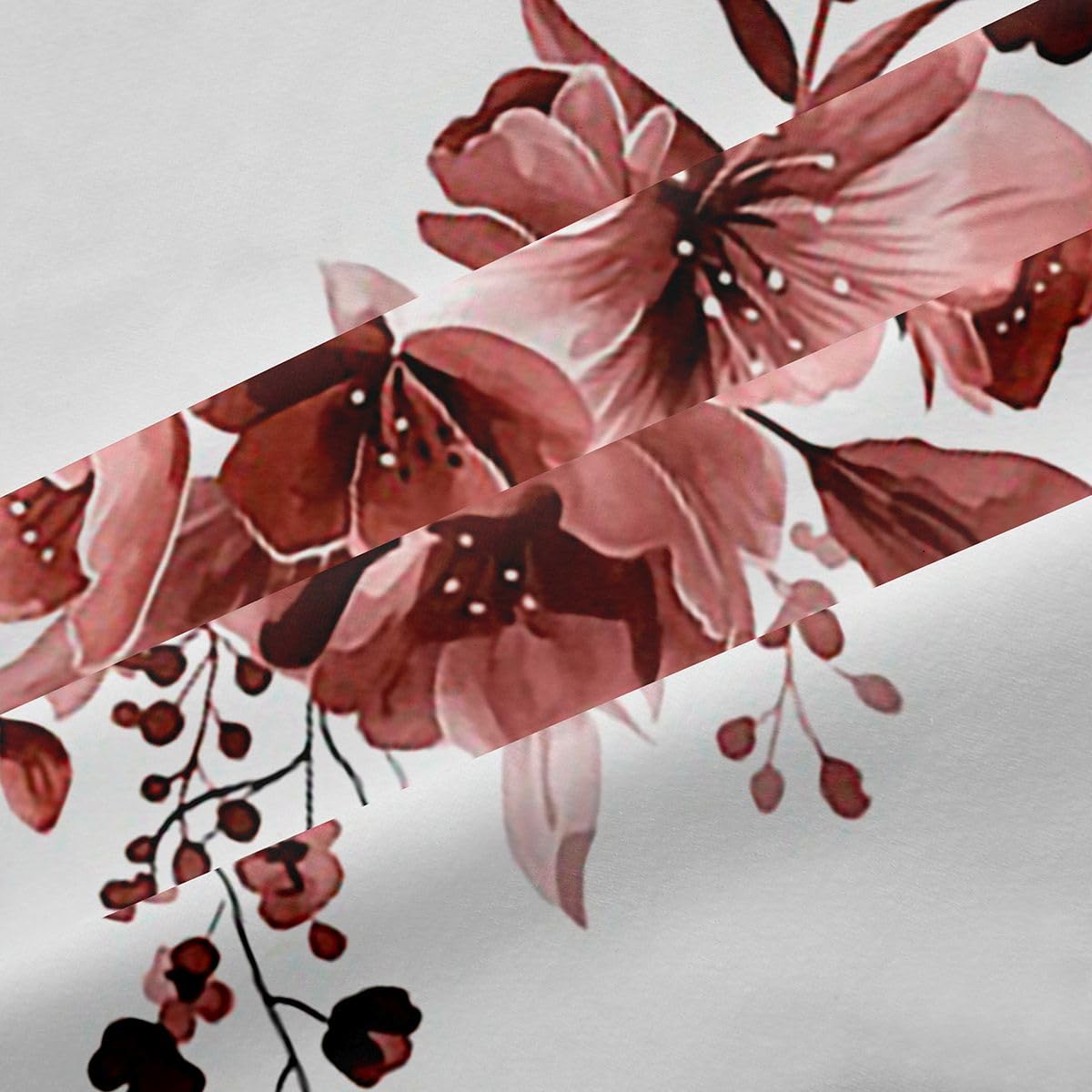 Homewish Tende oscuranti floreali rosse e bianche, 117 x 137 cm