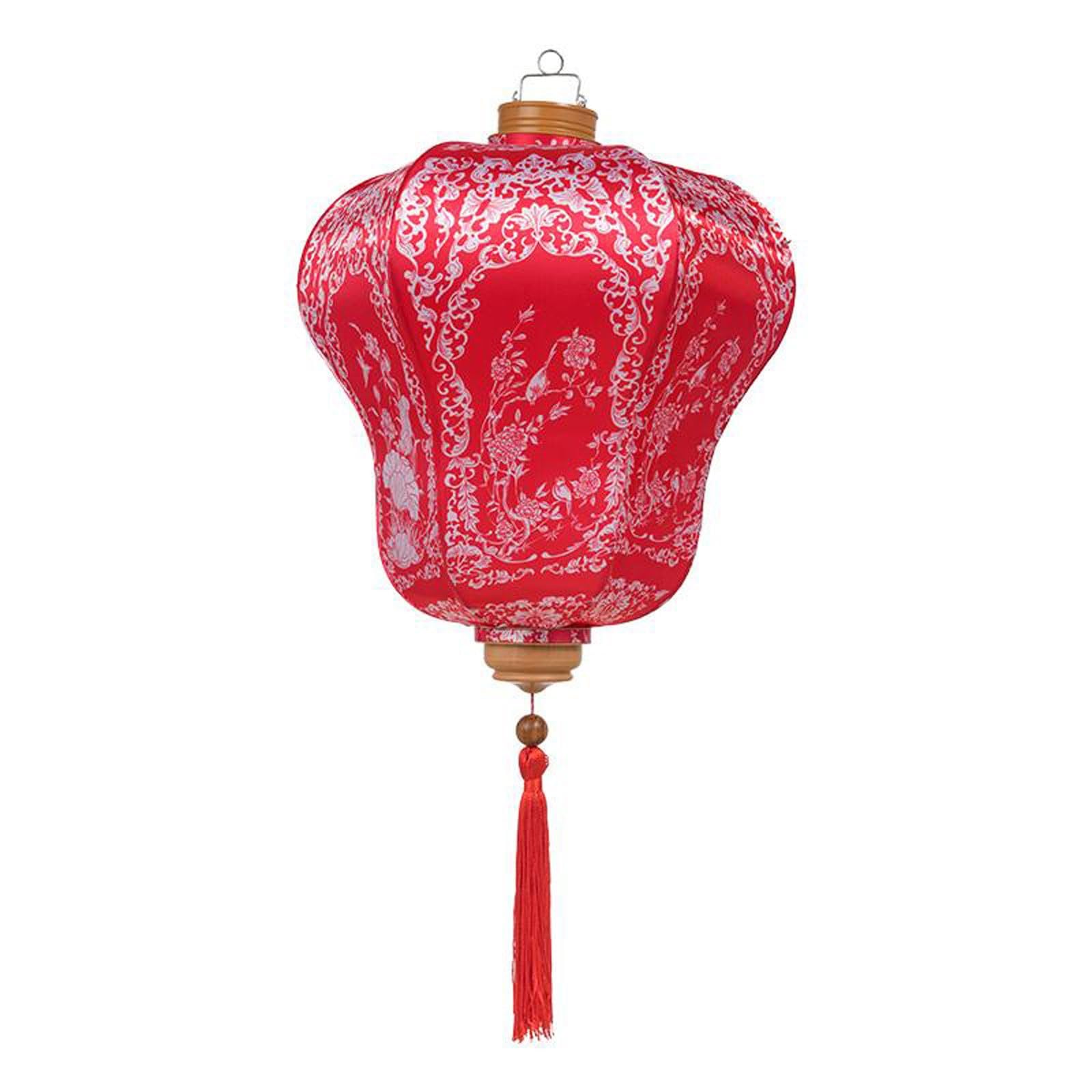 Asian Lantern, Chinese Traditional Silk Lantern Oriental Hanging Palace with Tassel for Home Outdoor Garden Party Decoration(Red)