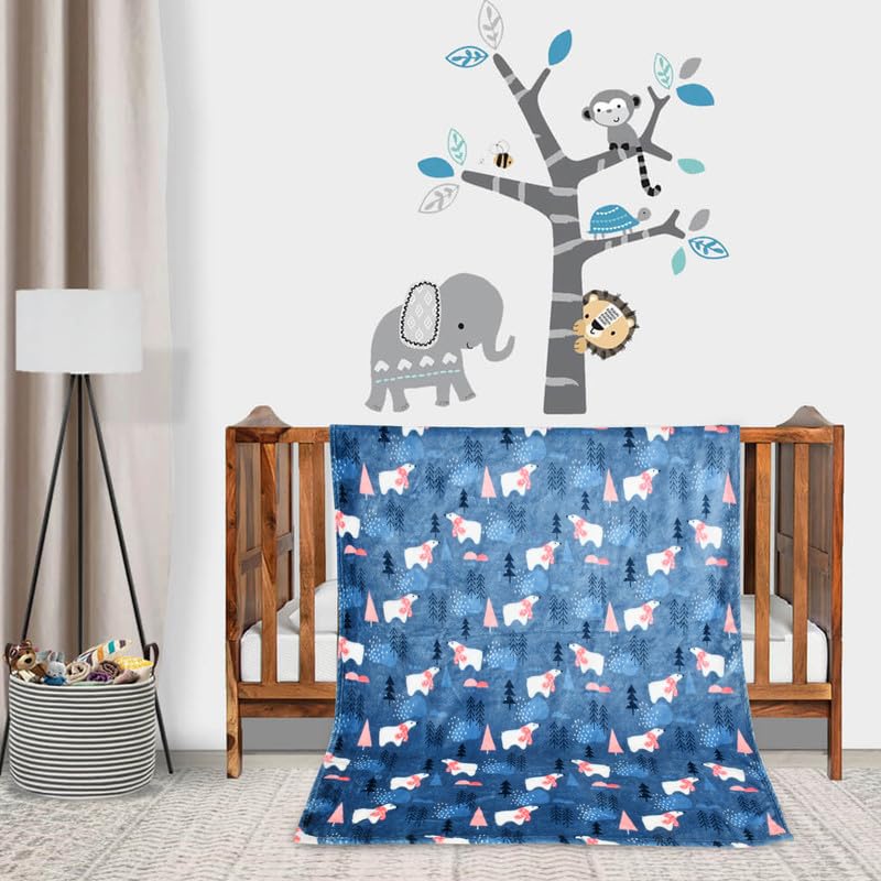 Image of Florida All Season AC Baby Blanket Swaddler Wrapper Flannel Soft and Comfortable for 0-5 Years Babies with Adorable Prints and Designs (Bear Blue)