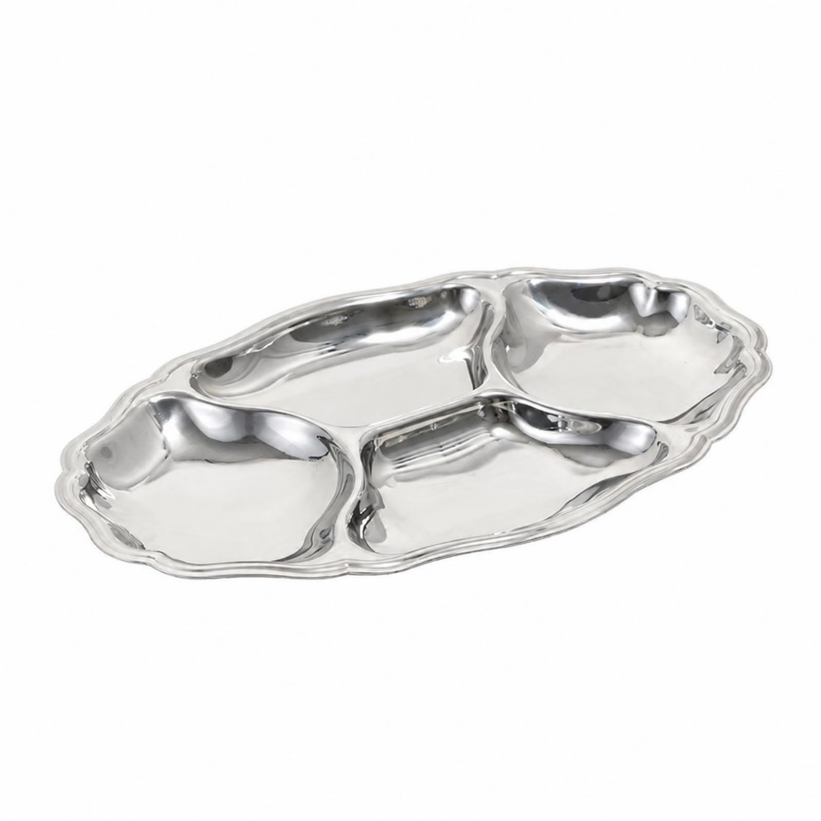 Piatto con Divisori in Acciaio Inox Resistente Al Piatto da Portata Ovale a Divisori Multifunzionale Piatti per Famiglie
