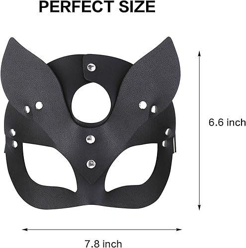 Miniatura 6 de Máscara de mascarada para mujer, de piel de lujo, color negro, de lujo, gato, zorro, cosplay, Navidad, fiesta, San Valentín, regalos, accesorios de