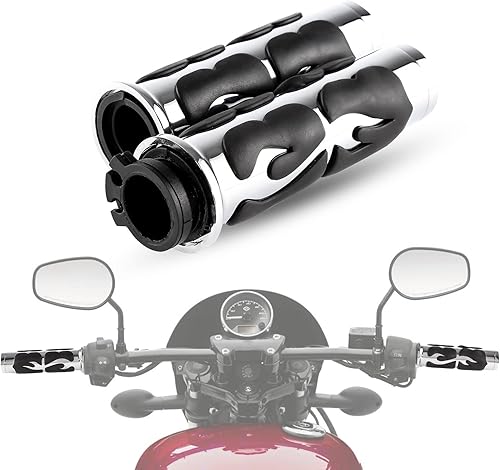 Miniatura 8 de INNOGLOW Agarres de mano universales antideslizantes para motocicleta, agarre de manillar cromado negro aluminio caucho