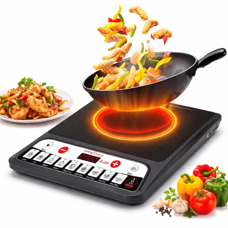 Image of Drumstone 𝟏𝟓-𝐘𝐞𝐚𝐫 𝐋𝐨𝐧𝐠-𝐋𝐢𝐟𝐞 𝐖𝐚𝐫𝐫𝐚𝐧𝐭𝐲 Induction Stove 2000W, Electric Cooking Cooktop with Fast Heating, Portable Kitchen Stove for Home Use