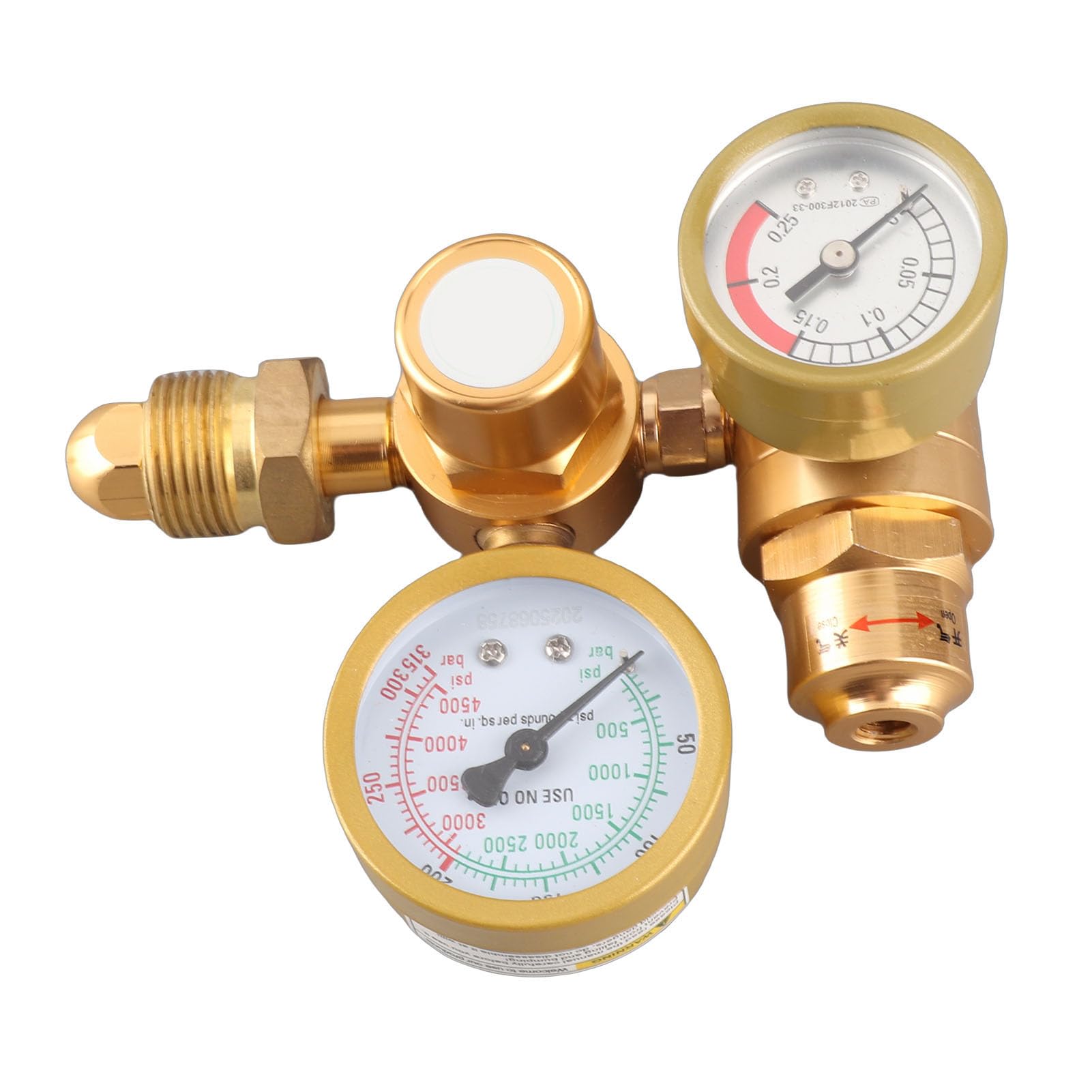 Reduktor Spawalniczy Argon CO2 4500 Psi 25 L/min Wylot 1/4 Cala | Przepływomierz, Zastosowanie MIG TIG, Podwójne Manometry, Wlot Cylindra, Złącze CGA580, Przepływ 25 L/min, Konstrukcja