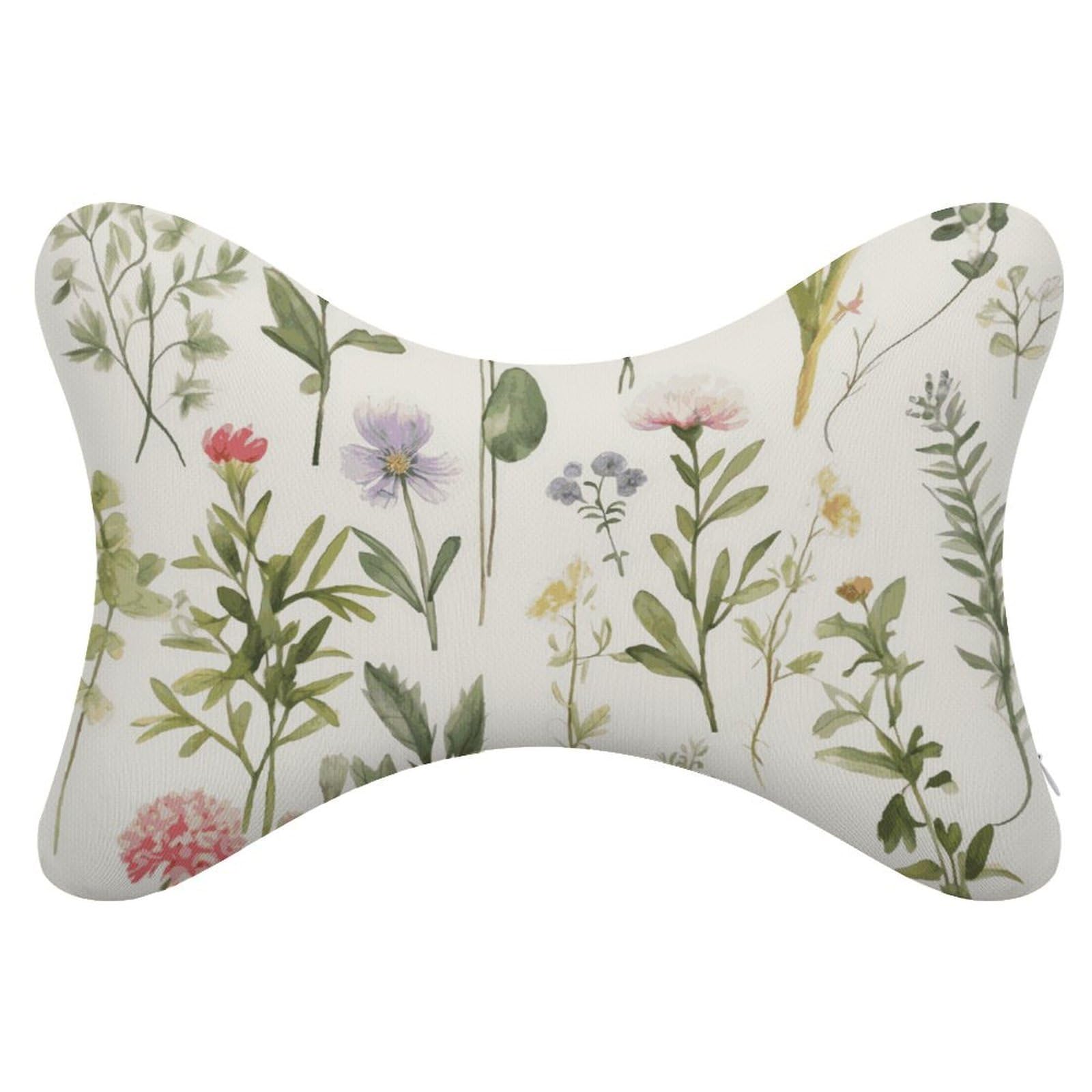 Adfgyerh Style Season Watercolors Of Herbs Flowersb Pillow ，Memory Foam Pillow Core，Cushion,Provide Neck Support，Car Pillows For Travel Car Seats And Home Offices.