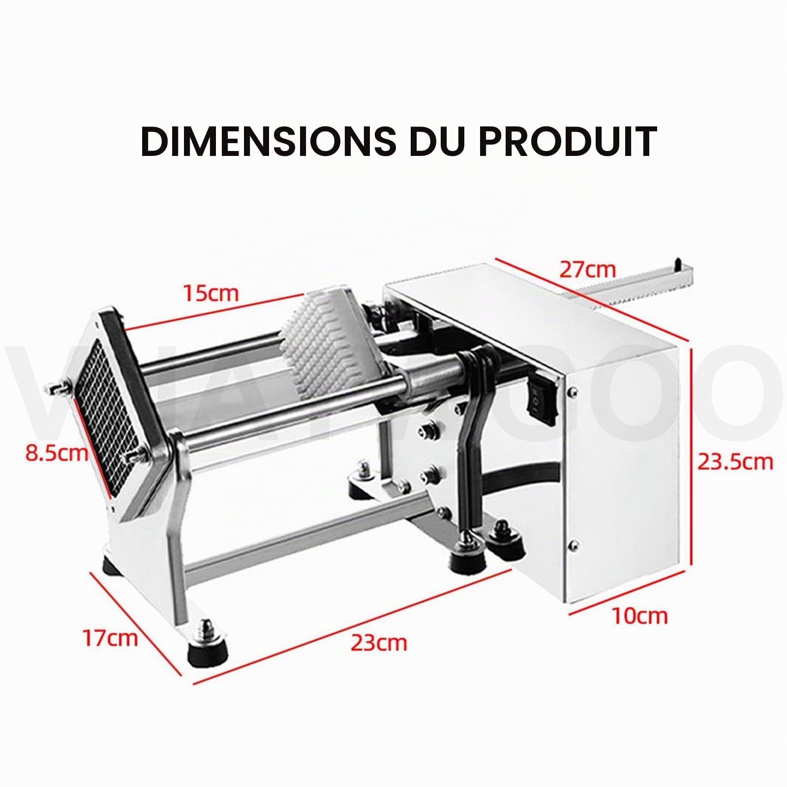 Coupe-Frites éLectrique Professionnel à 3 Lames, Coupe-Pommes De Terre, Carottes, Concombres, pour Usage Professionnel Et Domestique