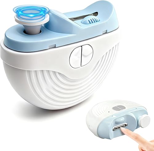 Cortaúñas eléctrico, cortaúñas automático de 3 velocidades para uñas finas y gruesas con cabezales de molienda 2 en 1, luz LED y almacenamiento de