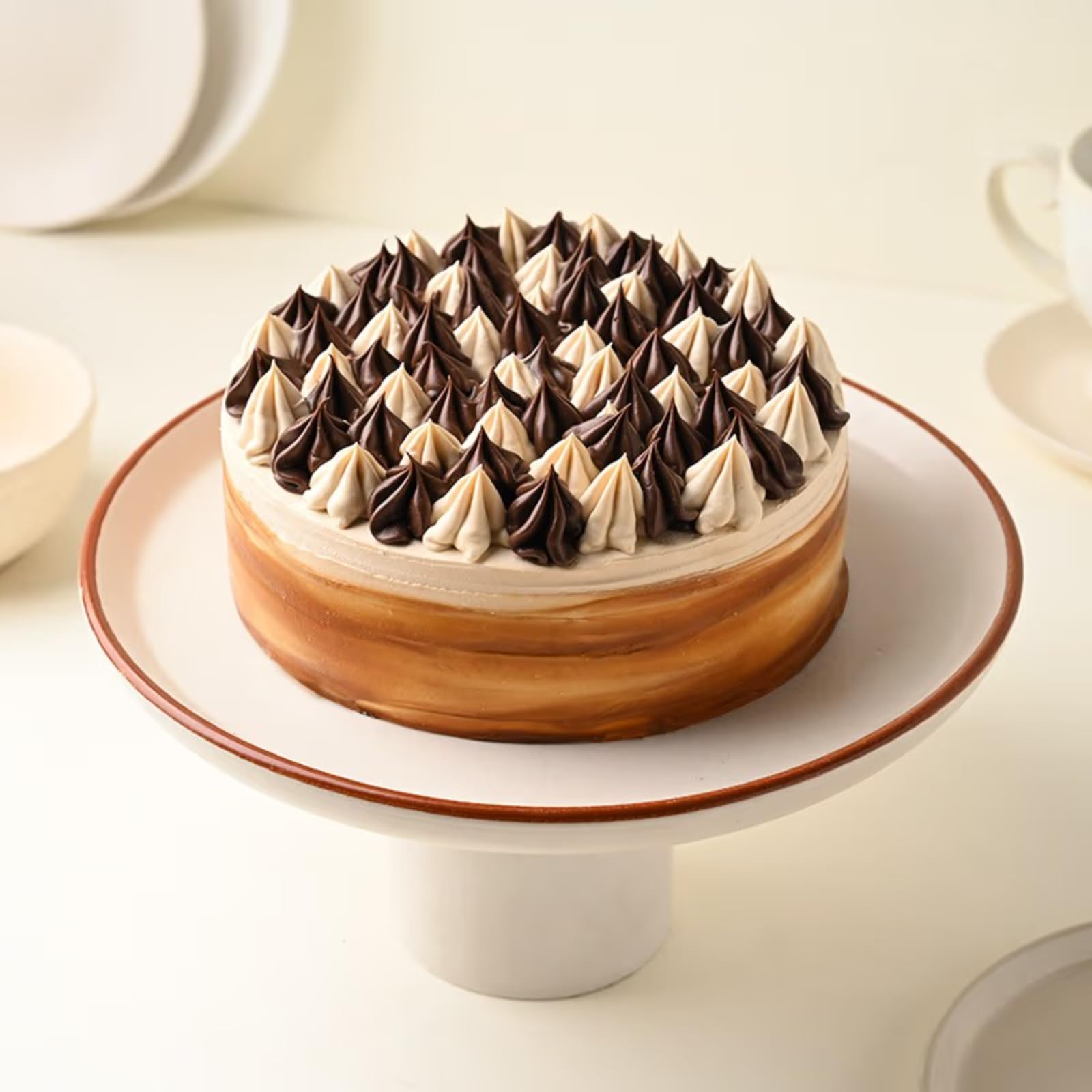 FlowerAura Delicious Eggless Irish Coffee Yummy Swirl Cake With Creamy Gift's For Birthday, Anniversary, Friends, Valentine's Day, Mother's Day, Party (Same Day Delivery) (3.0Kg)-image-11