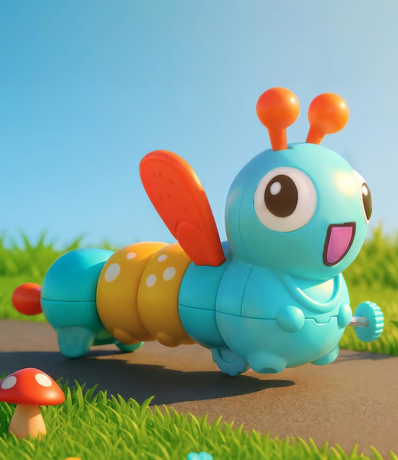 Play Nation Dancing Colorful Crawling Caterpillar Toy for Baby, Wind-Up Mechanism and Gear Movement, Fun Early Learning Activity for Toddlers, BIS Certified, No Batteries Needed, Safe, Durable, Blue