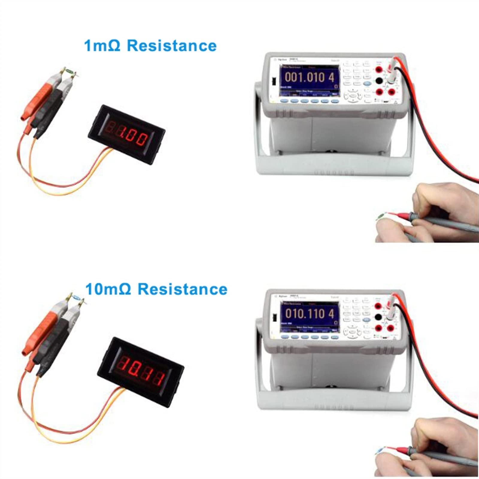 Medidor de miliohmios Digital Resistencia de 20 ohmios de 4 Hilos Probador de Resistencia de ohmios multímetro de 2000 miliohmios con sonda de Prueba Kelvin (Color : 0-200 Ohm)
