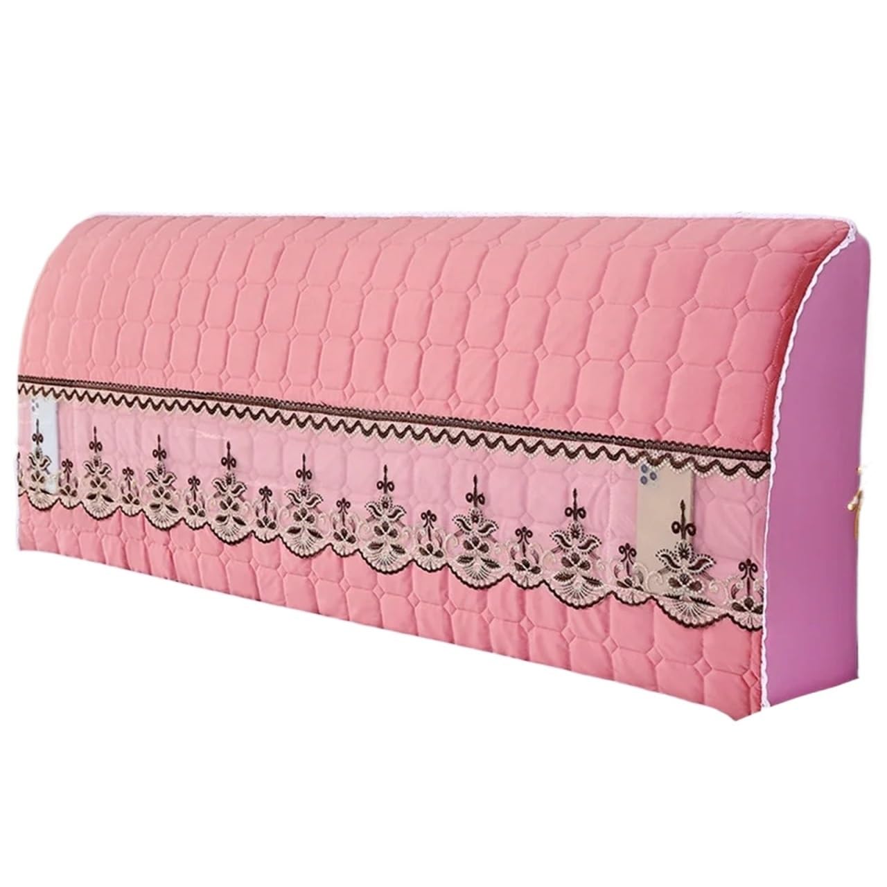 FGUJSUR Headboard Slipcover Padded Headboard Cover Curved Soft Package Backrest All Inclusive Renovation Universal And Simple(Pink,150cm)
