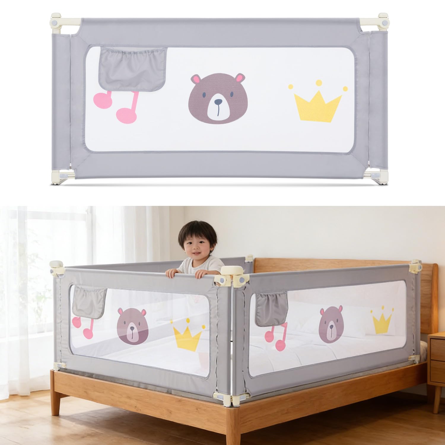 GUUSII ベッドフェンスベッドガード分解式サイドガード　3枚 Amazon.co.jp: GUUSII HOME ベッドフェンス ベッドガード 分解式