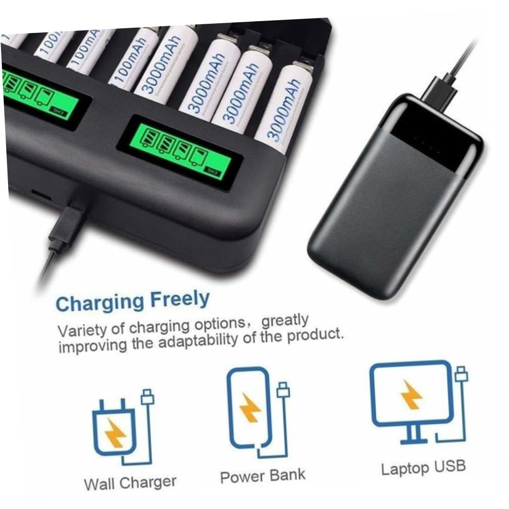 Veemoon 8 Cargador batería Snap n Charge Carga rápida Cargador Pilas AA/AAA/C/D Cargador múltiple Cargadores USB Cargador USB Cargador baterias Recargable, HHKHXYC26C7W44997F314CG1G | Plástico, Protección contra Sobrevoltaje, Opciones de Carga Múltiple, 8