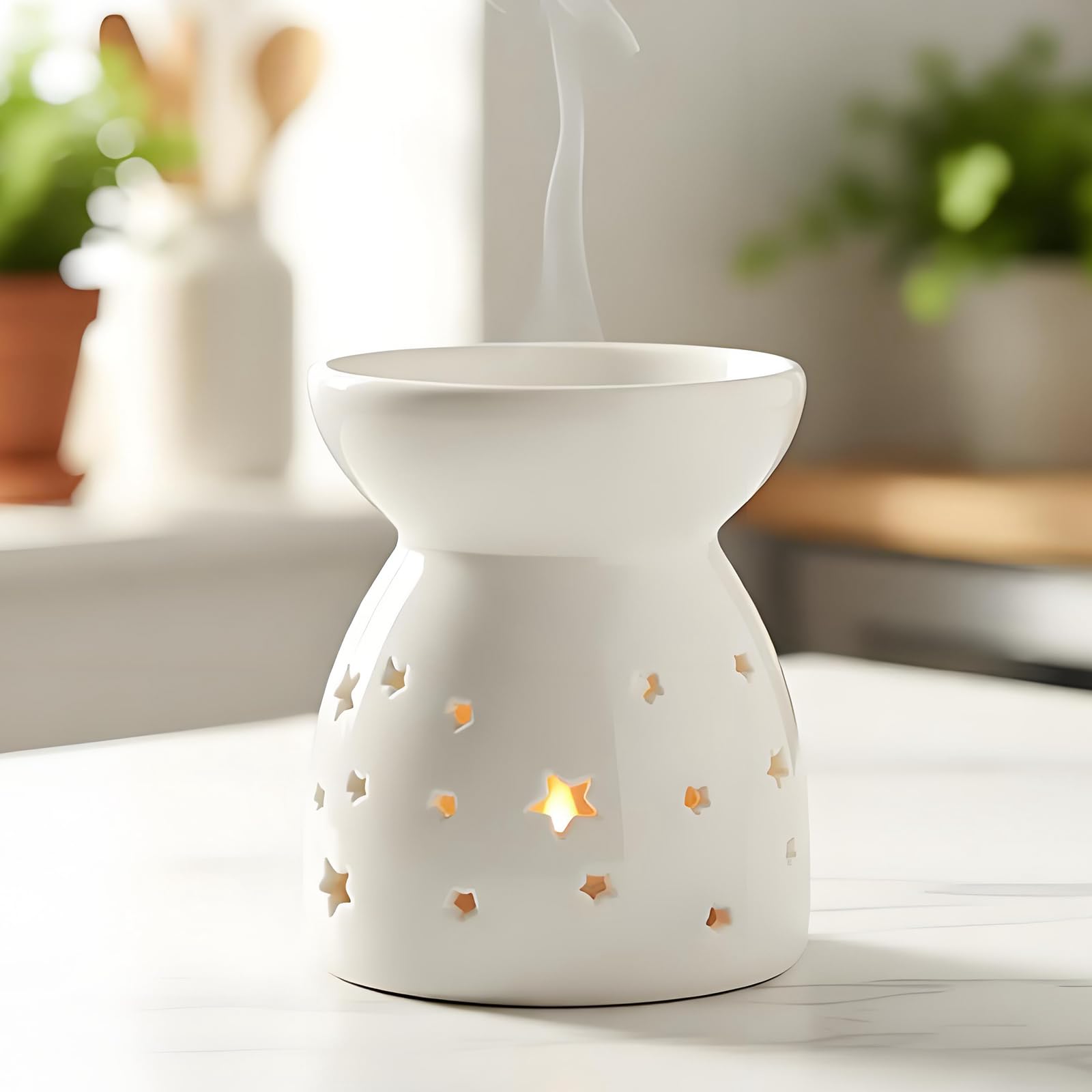Byzcysg Star Ceramic Tea Light Candle Holder, Shaped Tealight Candle Holder Decor For Table Centerpiece