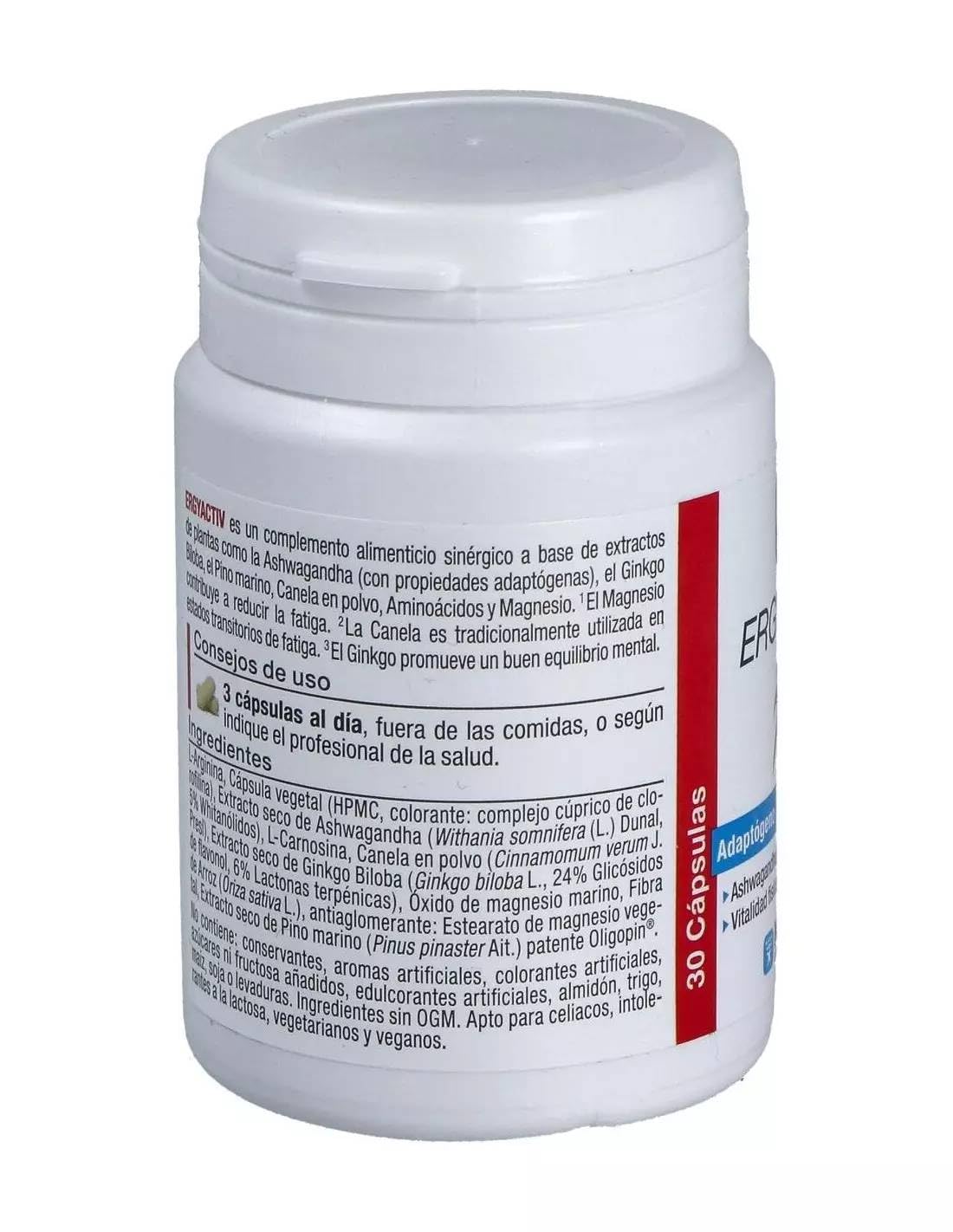 Pack 3 ErgyActiv Nutergia 30 cápsulas, 90 cápsulas vegetales en total, con ashwagandha, L-arginina, L-carnosina, ginkgo biloba, canela, magnesio y Oligopin®, formato ahorro diario