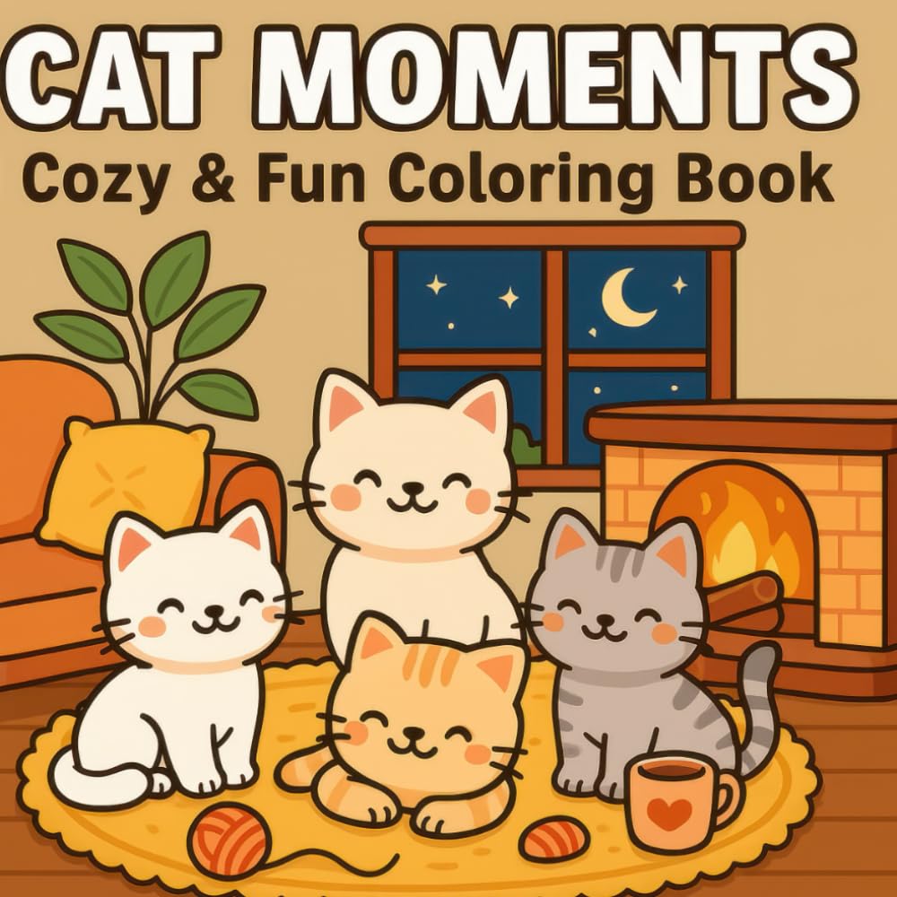 Cozy & Fun Coloring Cat Book: Easy to Color | Bold and easy coloring pages for adults and kids