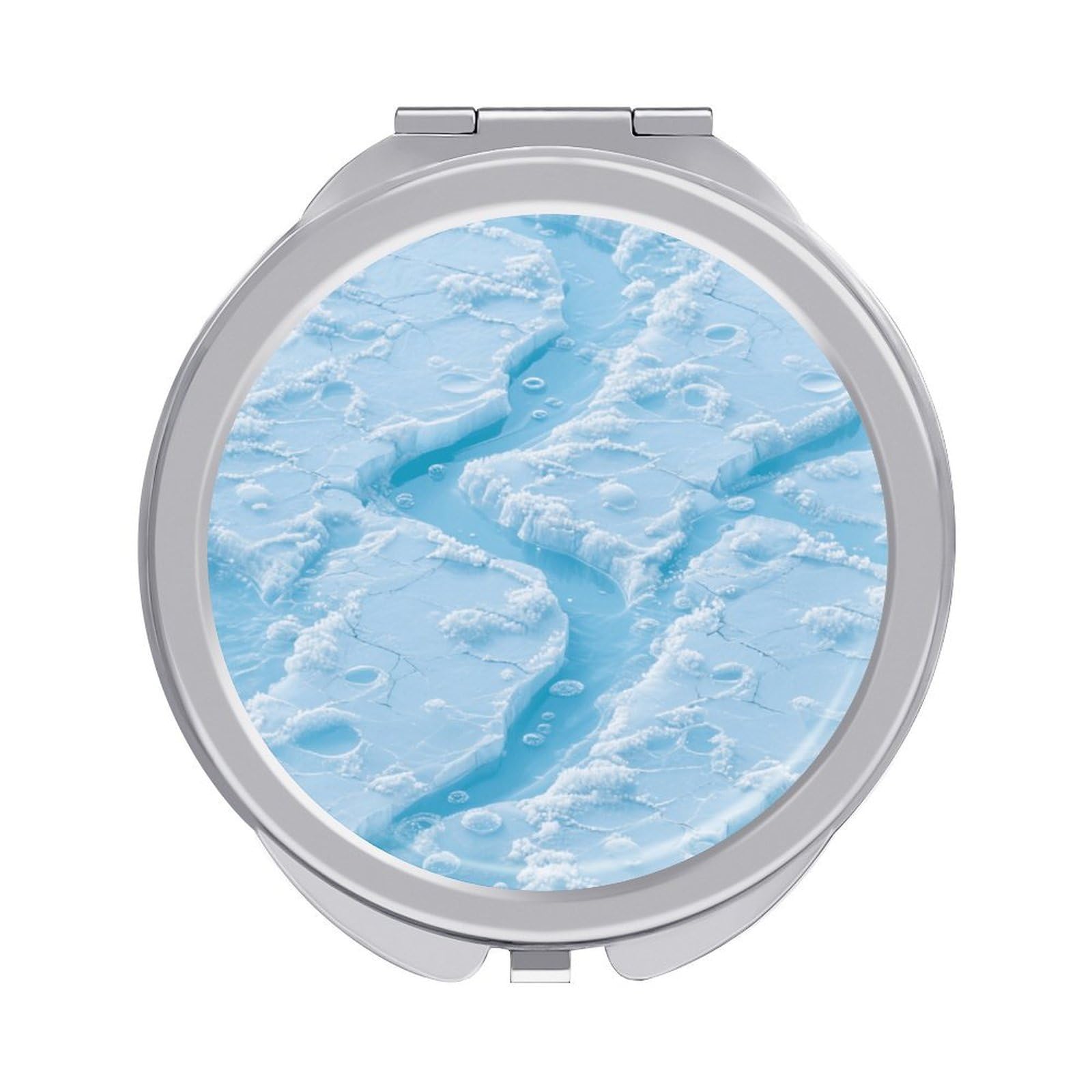 Fekiloot Style Glacial Crevasse Travel Makeup Mirror Handheld Compact Mirror Portable Pocket Mirror Double-Sided 1X/2X Magnifying For Handbag And Purses