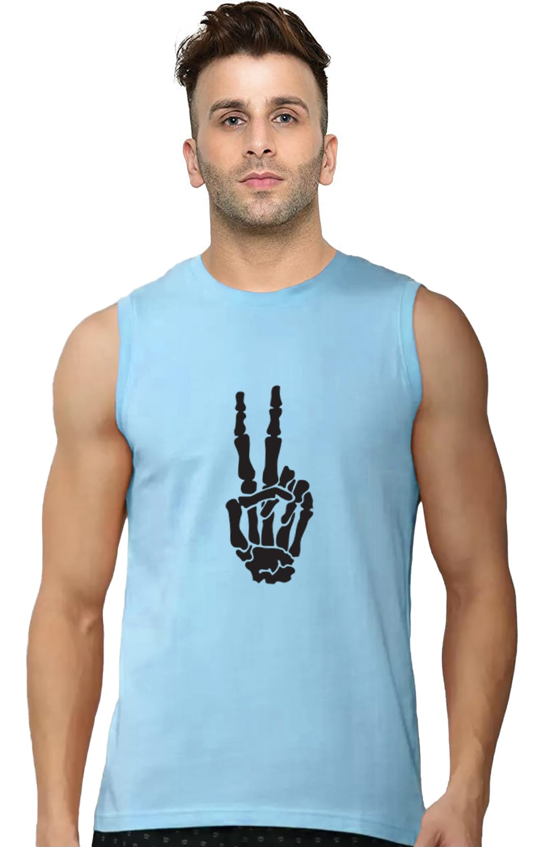 Men’s Sleeveless T-Shirt - 100% Pure Cotton, Hand Print - Comfortable Breathable Gym Tank Top-picture-44