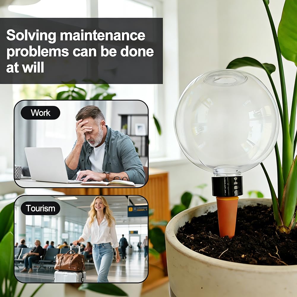 Lot de 4 boules d'eau pour plantes, auto-arrosage, auto-arrosage des plantes, pour l'intérieur et l'extérieur, arrosage automatique transparent des plantes (transparent)