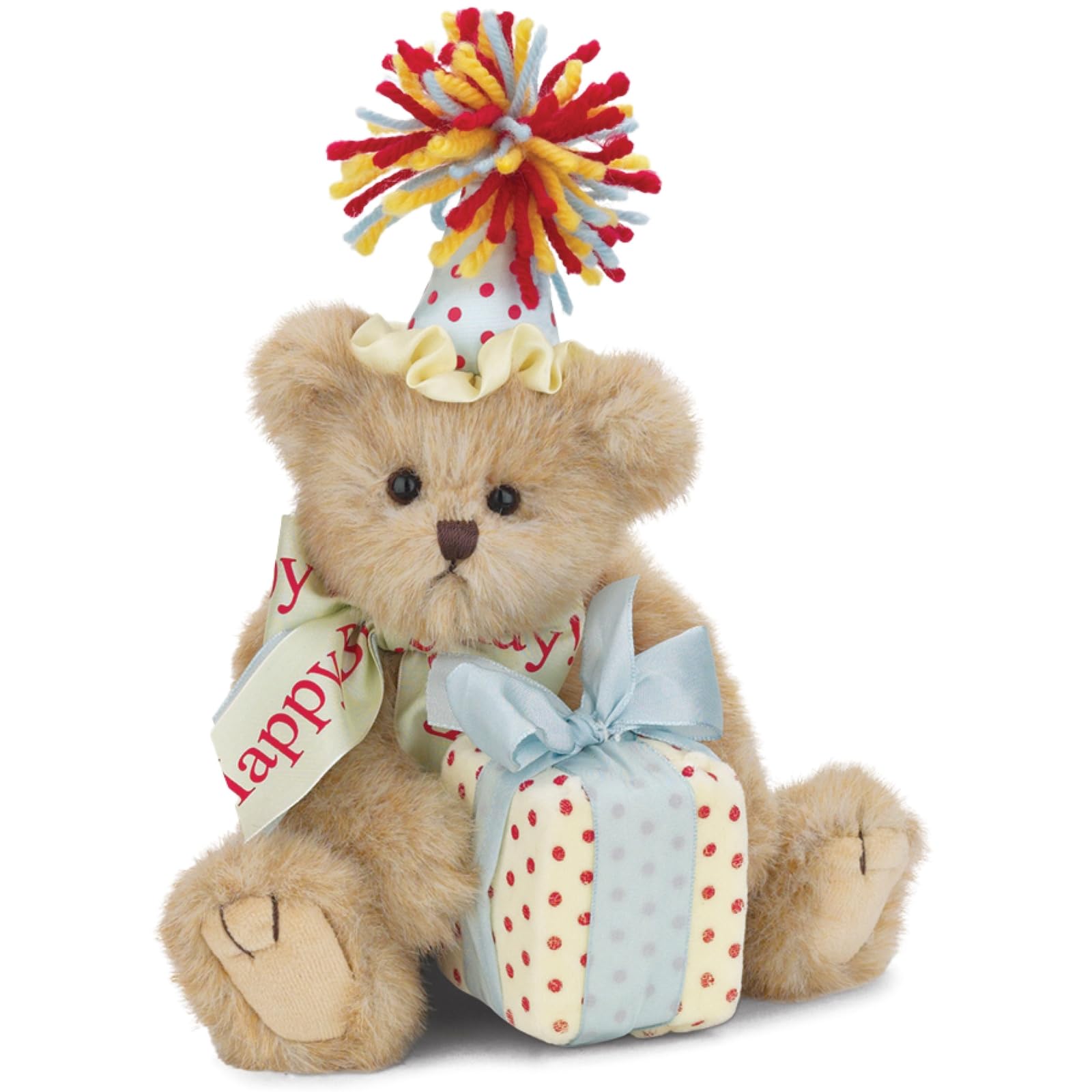 Bearington Birthday Bear Stuffed Animal- 10" Realistic Happy Birthday Stuffed Animal Teddy Bear with Soft Fur, Weighted Feet, Jointed Arms, Legs, and Head - Adorable Gift for Toddlers and Kids