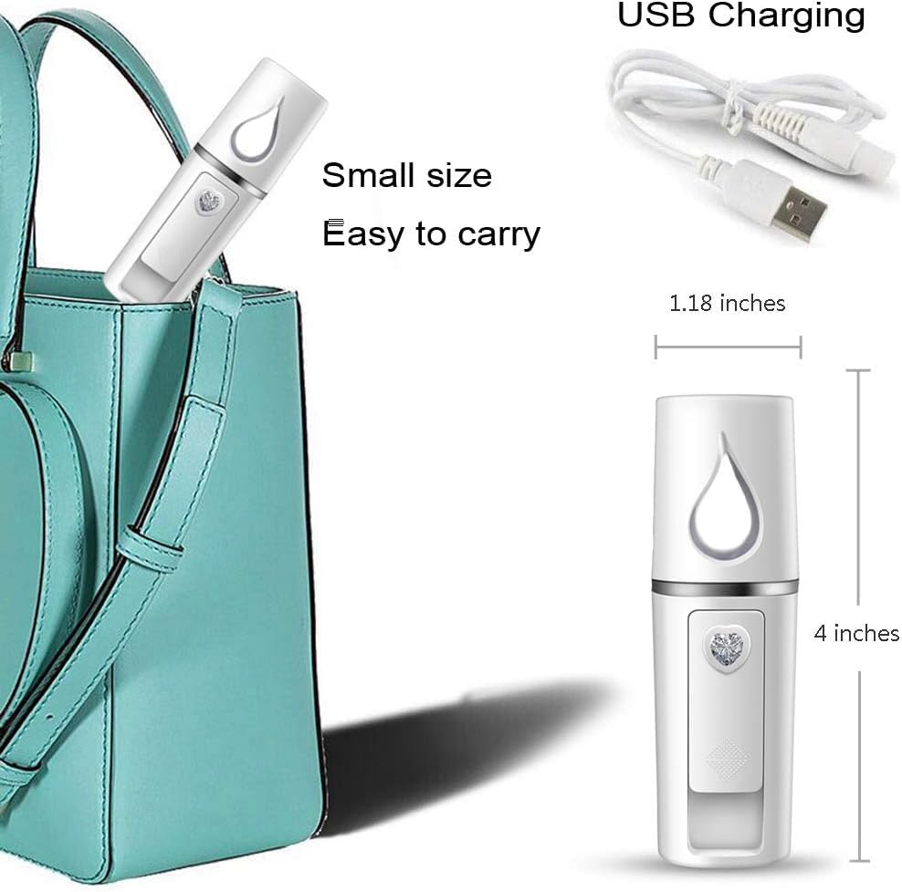 Image of Nano Facial Mister Portable Mist Sprayer for Hydrating Face, Makeup, Eyelash Extensions & Skin care Mini Cool Mist Beauty Device (White).