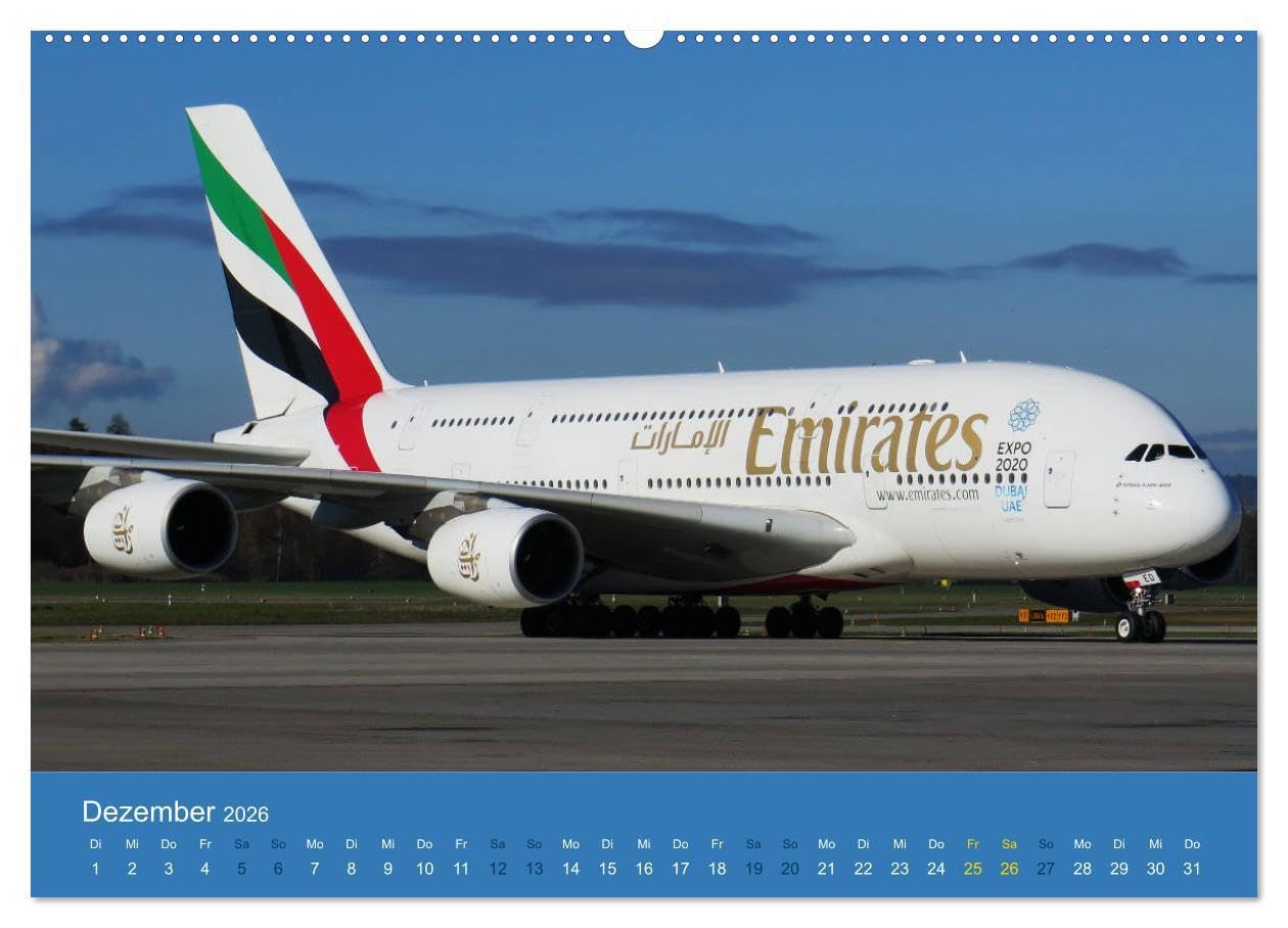 Airbus Airliners (hochwertiger Premium Wandkalender 2026 DIN A2 quer), Kunstdruck in Hochglanz: Die Airbus Flugzeug Familie deckt heute das ganze ... Von A300 bis A380 (CALVENDO Mobilitaet)