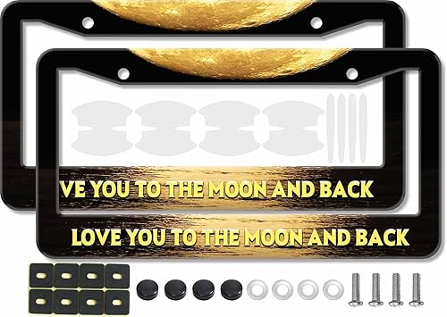 Miniatura 10 de 2 marcos de matrícula con diseño de bosque de luna llena para hombres y mujeres, soportes universales de metal verde luna y cielo nocturno con lazo